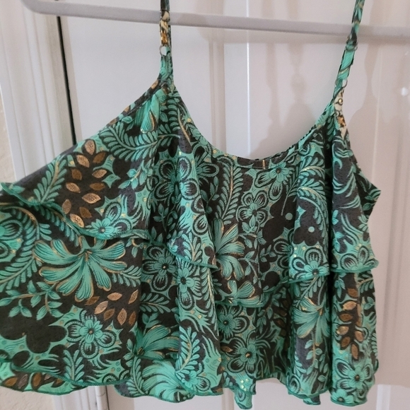 NWT $85 Boho Flowy Ruffle Babydoll Tank Top - Picture 3 of 14